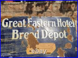 1900's Old Antique Vintage Great Eastern Hotel Bread Porcelain Enamel Sign Board