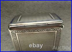 1911 Antique Vintage Silver Enamel Cigarette Case Card Holder Box Signed 51 gr