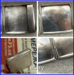 1911 Antique Vintage Silver Enamel Cigarette Case Card Holder Box Signed 51 gr