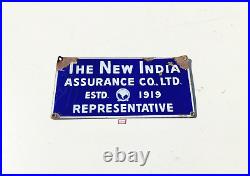 1919 Vintage The New India Assurance Co. Advertising Enamel Sign Board Old EB335