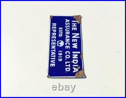 1919 Vintage The New India Assurance Co. Advertising Enamel Sign Board Old EB335