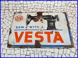 1920 Vintage Sew With A Vesta Machine LO Dietrich Altenburg Enamel Sign Germany
