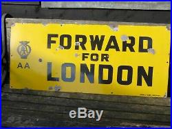 1920s FORWARD FOR LONDON ENAMEL AA SIGN very rare original enamel vintage sign