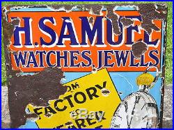 1920s Original Vintage Rare ENAMEL H SAMUEL WATCHES JEWELS SIGN NORWICH