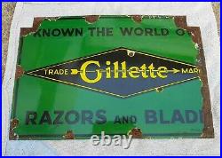 1920s Vintage Gillette Razor & Blade Enamel Sign Board Rare Original Old U. S. A