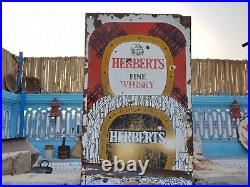 1920s Vintage Herberts Fine Whisky Brandy Advertising Enamel Sign England EB65