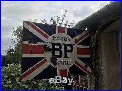 1922 Double Sided BP Motor Sprit ENAMEL SIGN RARE COLLECTABLE VINTAGE ANTIQUE