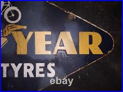 1930 Good Year Cycle Tyre Graphical Sign Vintage Porcelain Enamel Sign Original