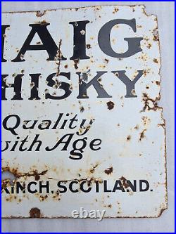 1930 Haig Whisky John Haig & Co. 1627 Scotland Vintage Porcelain Enamel Sign Rare
