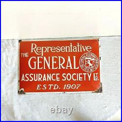 1930 Vintage Representative The General Assurance Society Enamel Sign Board EB68
