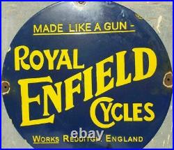 1930's Old Antique Vintage Rare Royal Enfield Cycles Porcelain Enamel Sign Board