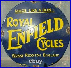 1930's Old Antique Vintage Rare Royal Enfield Cycles Porcelain Enamel Sign Board
