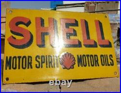 1930's Old Antique Vintage Shell Motor Spirit & Oil Porcelain Enamel Sign Board