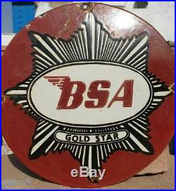 1930's Old Vintage Rare BSA Gold Star Porcelain Enamel Sign Board Collectible