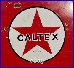 1930's Old Vintage Rare Caltex Motor Oil Gasoline Ad Porcelain Enamel Sign Board