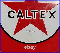 1930's Old Vintage Rare Caltex Motor Oil Gasoline Ad Porcelain Enamel Sign Board