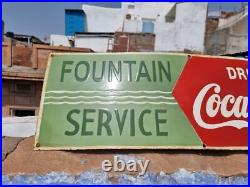 1930's Old Vintage Rare Coca Cola Fountain Service Porcelain Enamel Sign Board