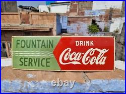1930's Old Vintage Rare Coca Cola Fountain Service Porcelain Enamel Sign Board