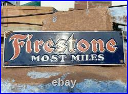 1930's Old Vintage Rare Miniature Firestone Tire Ad Porcelain Enamel Sign Board