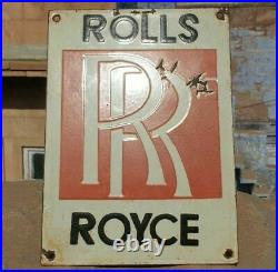 1930's Old Vintage Rare Rolls Royce Adv. Embossed Porcelain Enamel Sign Board