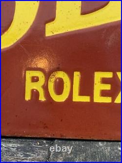 1930's Vintage Rare Red Rolex Watches Porcelain Enamel Sign Swiss Watch