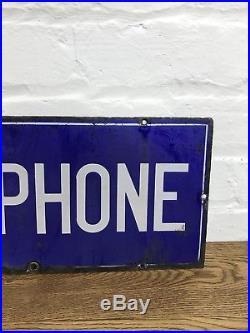1930s Original Enamel Double Sided Telephone Sign Antique Vintage Decorative