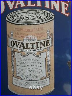 1930s Ovaltine Tonic Food-Beverage Tin Porcelain Enamel Sign Board Vintage Antiq