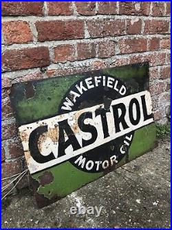 1930s Vintage Castrol Oil Enamel Advertising Garage Sign Automobilia 76cmx51cm
