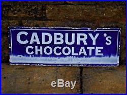 1930s Vintage Original HEAVY ENAMEL CADBURY'S CHOCOLATE SIGN Cadburys
