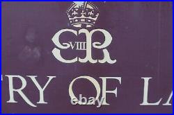1936 EDWARD VIII Genuine RARE Vintage ENAMEL MINISTRY OF LABOUR AGENCY SIGN
