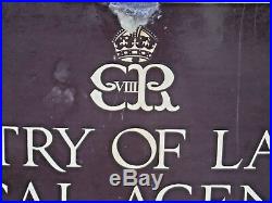 1936 RARE Vintage ENAMEL EDWARD VIII MINISTRY OF LABOUR LOCAL AGENCY SIGN