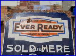 1940's Old Vintage Rare Ever Ready Eveready Battery Porcelain Enamel Sign Board