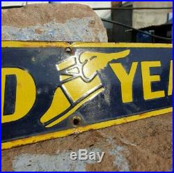1940's Old Vintage Rare Goodyear Tire Ad. Porcelain Enamel Sign, Collectible
