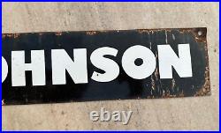 1940's Vintage Old Rare Johnson Mark Advertising Porcelain Enamel Sign Board