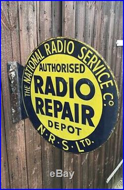 1940s Vintage National Radio Service Porcelain Enamel Sign