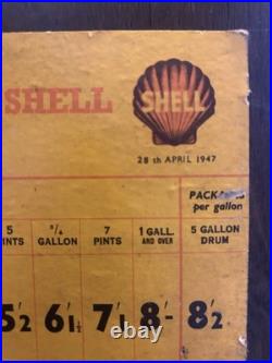 1947 vintage Shell Retail advertising Oil Price Garage Automobilia enamel sign
