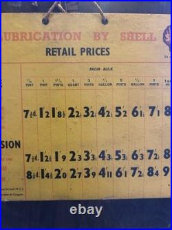 1947 vintage Shell Retail advertising Oil Price Garage Automobilia enamel sign