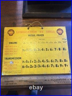 1947 vintage Shell Retail advertising Oil Price Garage Automobilia enamel sign