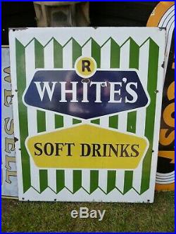 1950s R WHITES ENAMEL SIGN VINTAGE SOFT DRINKS SHOP FRONT ADVERTISING