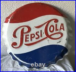 1950s Vintage Pepsi Cola Enamel Sign Advertising Antique 47CM