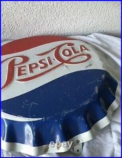 1950s Vintage Pepsi Cola Enamel Sign Advertising Antique 47CM