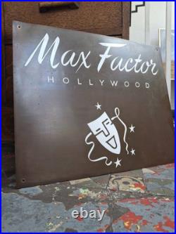 1960s Brass & Enamelled Max Factor Cosmetics Advertising Sign. Vintage/Retro