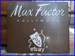 1960s Brass & Enamelled Max Factor Cosmetics Advertising Sign. Vintage/Retro
