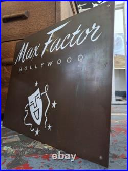 1960s Brass & Enamelled Max Factor Cosmetics Advertising Sign. Vintage/Retro
