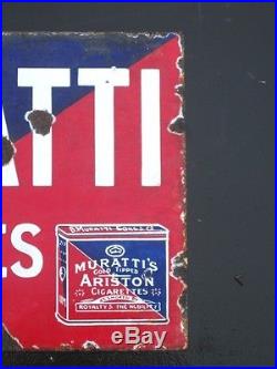2271 Old Enamel Sign Vintage Shop Advert Muratti's Cigarette Tin Manchester