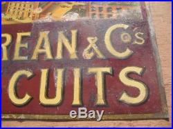 27947 Old Vintage Antique Tin Food Sign Biscuit Peak Frean Factory N0t Enamel