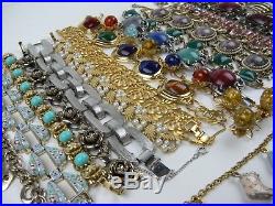 28 Pc Vintage Bracelet Lot with Earrings, Necklace, Ring Signed Haskell, Monet