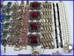 28 Pc Vintage Bracelet Lot with Earrings, Necklace, Ring Signed Haskell, Monet