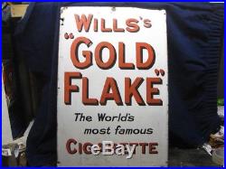 29381 Old Enamel Sign Vintage Shop Advert Metal Wills Gold Flake Cigarettes