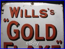 29381 Old Enamel Sign Vintage Shop Advert Metal Wills Gold Flake Cigarettes